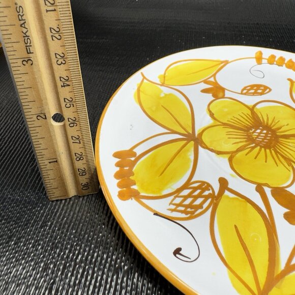 Italian Pottery Oversized Teacup And Saucer Set Hand Painted Yellow Flowers VTG - Picture 7 of 15